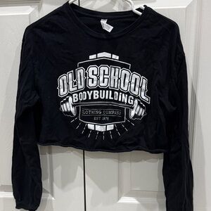 Old School Bodybuilding Black Crop Top